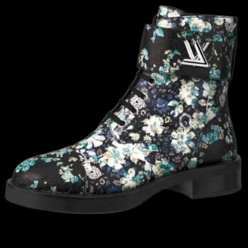 LOUIS VUITTON LV Wonderland Printing Small Cowhide Flat Blue Black (Women's)