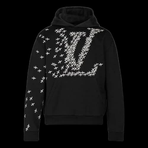 LOUIS VUITTON LV Printed Hooded Long Sleeve Sweatshirt For Men Black