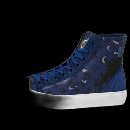 LOUIS VUITTON Tattoo Monogram Ankle Sneakers 'Blue Camo Monogram'