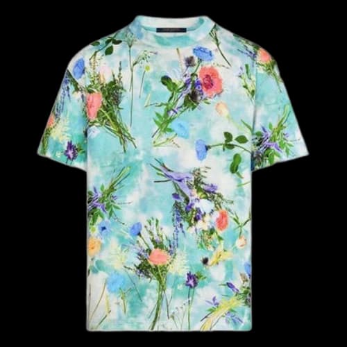 LOUIS VUITTON Cotton Flower Printing Embroidery Male Blue