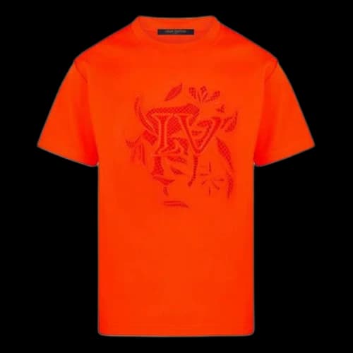 LOUIS VUITTON LV Vegetal Lace Embroidered Slightly Loose Version For Men Orange