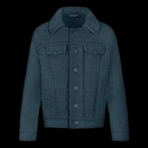 LOUIS VUITTON LV Button-Up Knitted Jacket For Men Navy