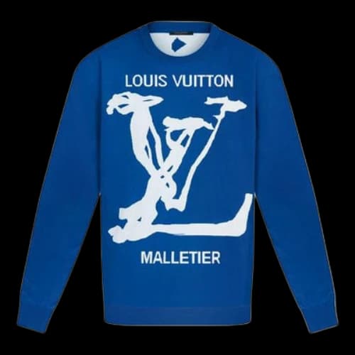 LOUIS VUITTON LV Graffiti Inlaid Sweater For Men Navy