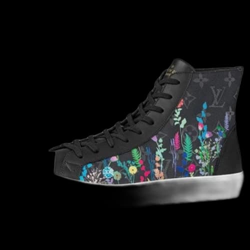 LOUIS VUITTON Tattoo Ankle Sneakers 'Black Monogram with Garden'