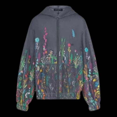 LOUIS VUITTON LV Embroidered Silk Zip-Up For Men Green