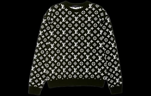 Luxury Louis Vuitton Full Monogram Jacquard Crewneck Sweatshirt Black (2021)