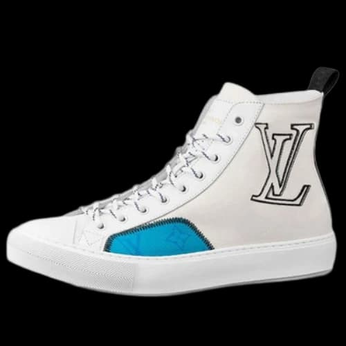 LOUIS VUITTON Tattoo Ankle Sneakers 'White Black with Blue Monogram'
