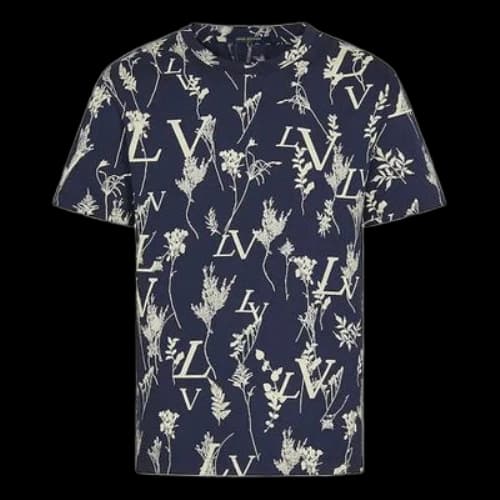 LOUIS VUITTON LV Leaf Discharge Wheat Ear Print For Men Navy