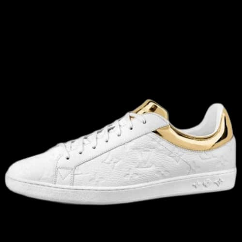 LOUIS VUITTON Luxembourg Sneakers 'White Logo Monogram with Gold Collar'