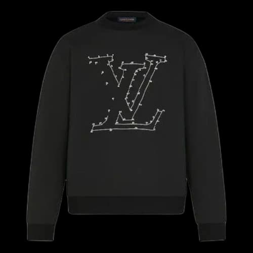 LOUIS VUITTON LV Rivet Print Logo Round Neck Pullover Sweater For Men Black