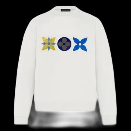 LOUIS VUITTON LV Monogram Floral Embroidered Sweatshirt For Men White