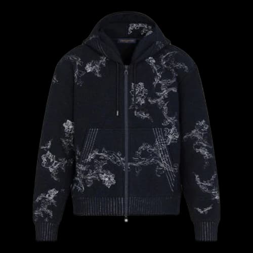 LOUIS VUITTON LV Floral Embroidered Zipper For Men Black