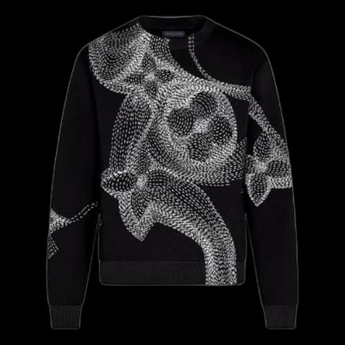 LOUIS VUITTON LV Floral Print Crew Neck Long Sleeve Sweater For Men Black