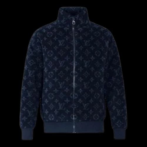 LOUIS VUITTON LV Jacquard Suede Zipper Jacket For Men Blue