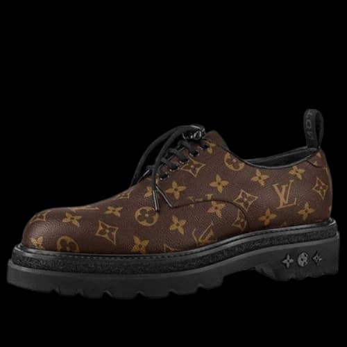 LOUIS VUITTON Black Ice Derby Shoes 'Black Brown Monogram'