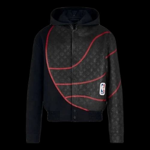 LOUIS VUITTON x NBA SS21 Monogram Obscure Leather Jacket M Black