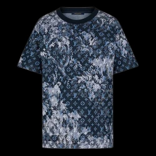 LOUIS VUITTON LV Monogram Tapestry Vintage Floral Pattern Short Sleeve For Men Blue