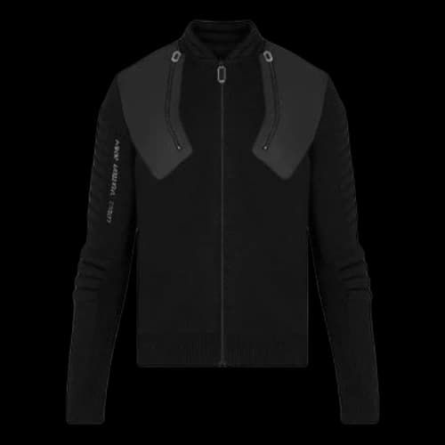 LOUIS VUITTON Solid Color Zipper Wool Long Sleeves Jacket Black