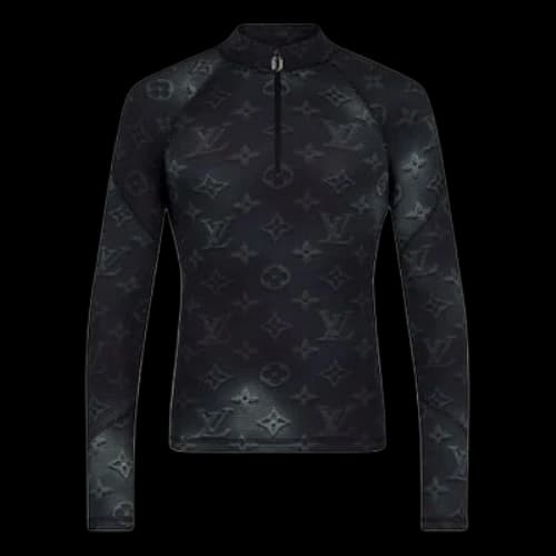 LOUIS VUITTON LV SS21 Technology Print Half Zipper Long Sleeve Top For Men Floral