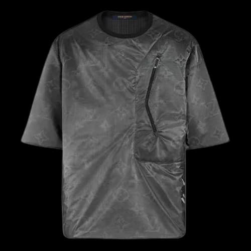 LOUIS VUITTON SS21 Logo Full Print Pattern Round Neck Short Sleeve Gray