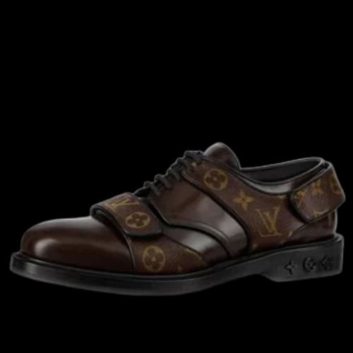 LOUIS VUITTON Harness Derby Shoes 'Brown with Monogram Straps'