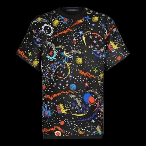 LOUIS VUITTON SS21 Printing Round Neck Short Sleeve Black