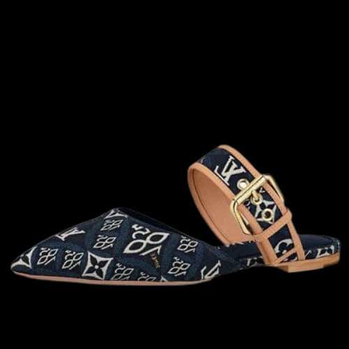 LOUIS VUITTON Since 1854 Sofia Flat Mules 'Navy' (Women's)