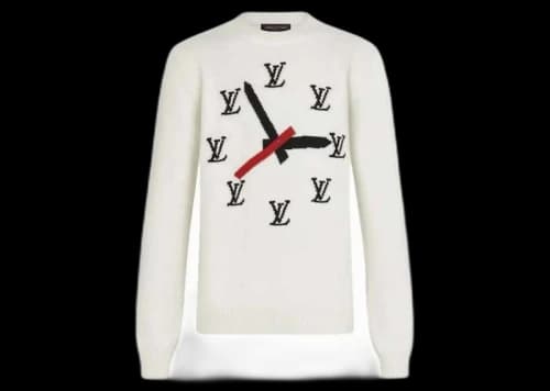 Louis Vuitton Intarsia Clock Sweater White