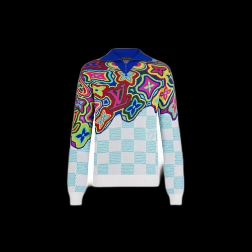 Louis Vuitton Distorted Monogram And Damier Half Zip Jumper Sweatshirt (2021)
