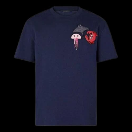 LOUIS VUITTON animal Pattern Printing Short Sleeve Blue