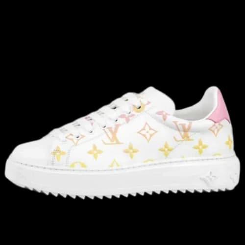 LOUIS VUITTON Time Out Sneakers 'White with Orange Ombre Monogram' (Women's)