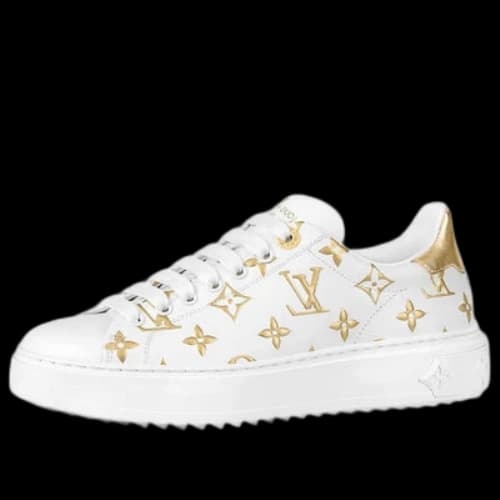 LOUIS VUITTON Time Out Sneakers 'White with Gold Monogram' (Women's)