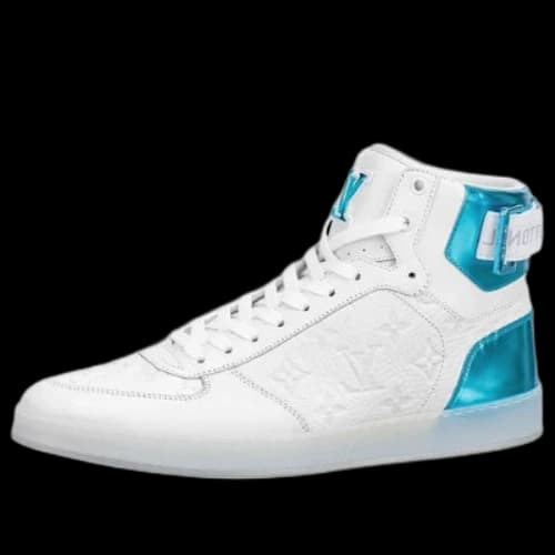 LOUIS VUITTON Rivoli Ankle Sneakers 'White Monogram with Metallic Blue'