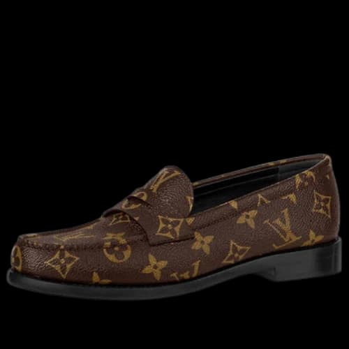 LOUIS VUITTON Monogram Leather Logo Loafers 'Brown' (Women's)