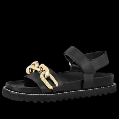 LOUIS VUITTON Paseo Flat Sandals 'Black GOld' (Women's)