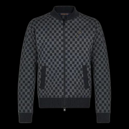 LOUIS VUITTON FW21 Zipper aviator Plaid Long Sleeves Jacket Gray