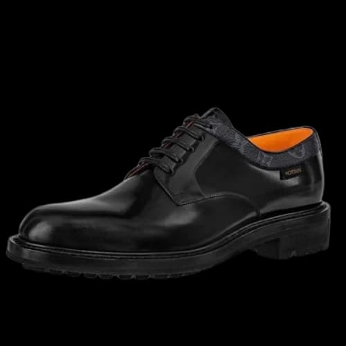 LOUIS VUITTON Voltaire Derby Shoes 'Black with Monogram Colar'