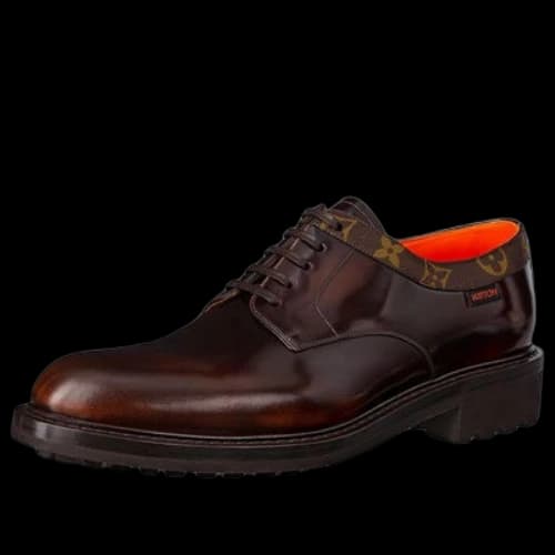 LOUIS VUITTON Voltaire Derby Shoes 'Brown with Monogram Colar'