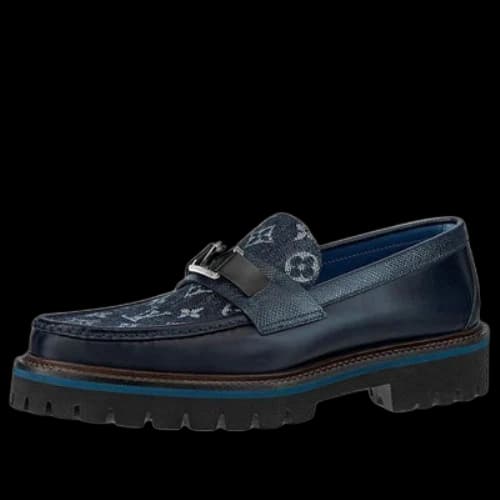 LOUIS VUITTON Major Loafers 'Navy Monogram with Monogram Deco'