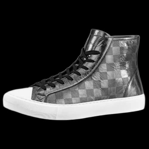 LOUIS VUITTON Tattoo Ankle Sneakers 'Silver Plaid Monogram'
