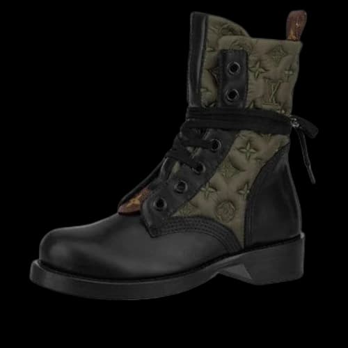 LOUIS VUITTON Metropolis Flat Ranger Shoes 'Olive Green Monogram with Black' (Women's)