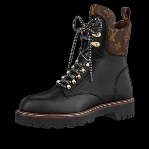 LOUIS VUITTON Territory Flat Ranger Boots 'Black with Monogram Collar' (Women's)