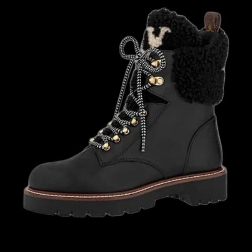 LOUIS VUITTON Territory Shearling Flat Ranger Boots 'Black' (Women's)