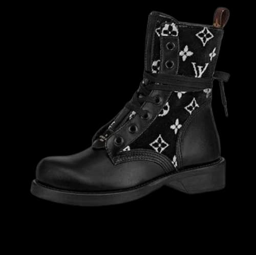 LOUIS VUITTON Metropolis Flat Ranger Boots 'Black with White Monogram' (Women's)