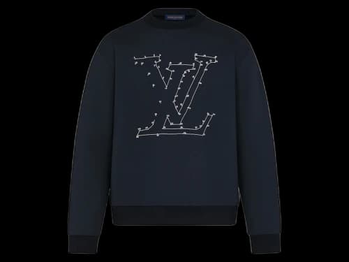 Louis Vuitton LV Stitch Print Embroidered Sweatshirt Navy
