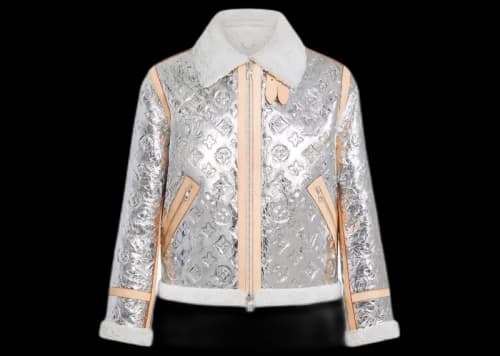 Louis Vuitton Monogram Mirror Shearling Jacket Grey
