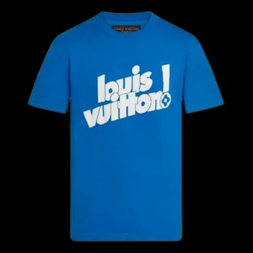 LOUIS VUITTON FW21 Round Neck Logo Alphabet Printing Classic Short Sleeve Blue