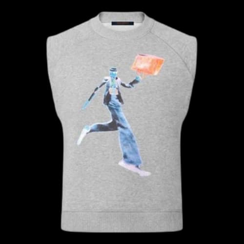 LOUIS VUITTON FW21 Neon Man Pattern Printing Sports Sleeveless Gray