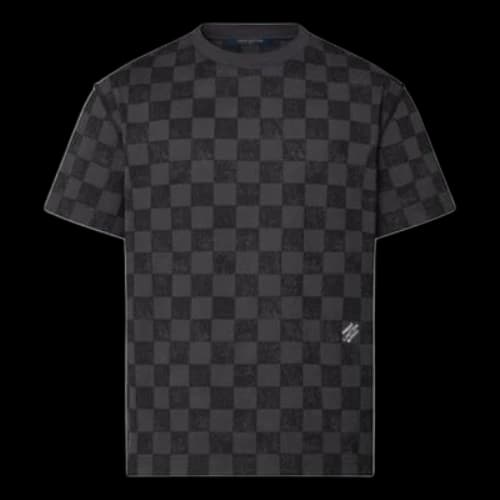 LOUIS VUITTON Grid Full Print Round Neck Pullover Short Sleeve Black