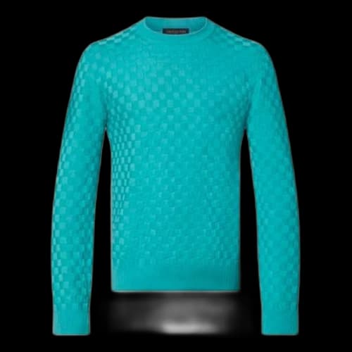 LOUIS VUITTON FW21 Iconic Grid Round Neck Long Sleeves Blue T-Shirt